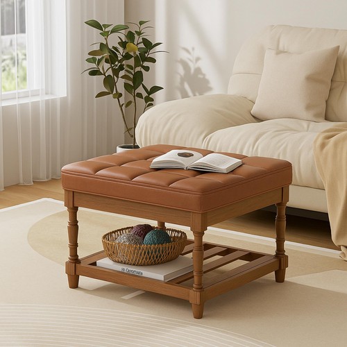 Leather ottoman coffee table - leather,