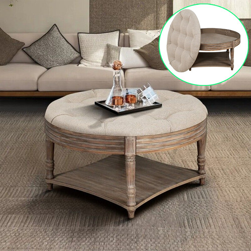 Round ottoman coffee - coffee, 2