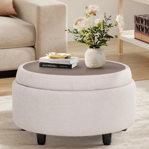 Round ottoman storage - 3-in-1,
