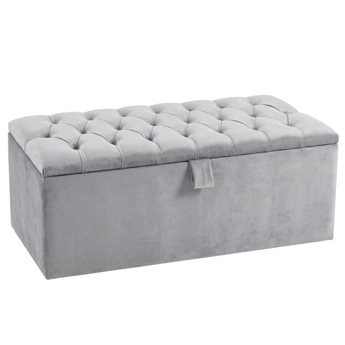 Grey ottoman storage box toy - ottoman,