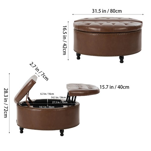 80cm footrest round storage - round,
