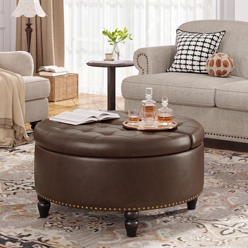 Round storage ottoman - 31.5",