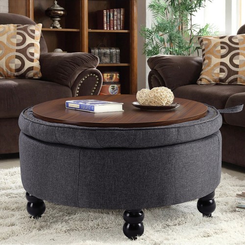 Round storage ottoman - round, stool