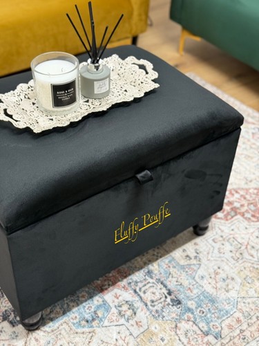 Black storage ottoman - , coffee