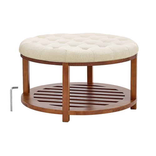 Rustic round ottoman coffee - rustic,