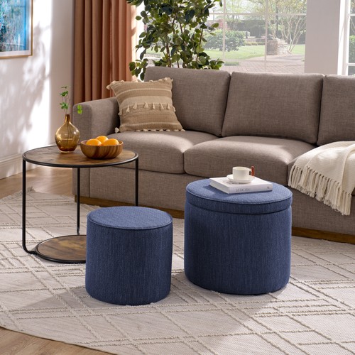 Round storage ottoman set - ottoman,