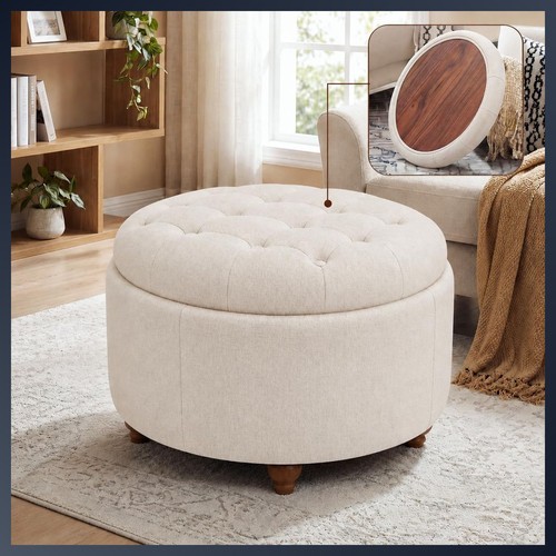 Round storage ottoman coffee - ottoman,