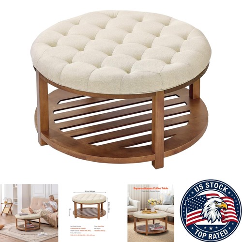 Large round ottoman coffee - large,
