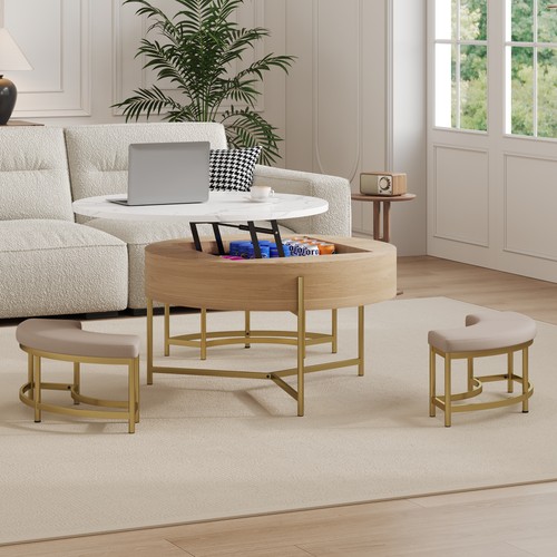 Modern round lift top coffee - round, lift-top