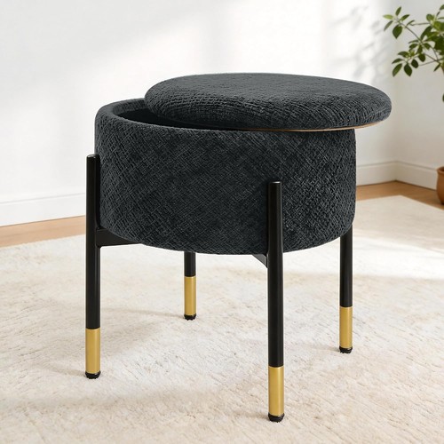 Velvet round ottoman - round,
