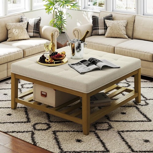 Large square ottoman coffee - large,