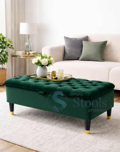 Emerald green velvet - velvet, ottoman