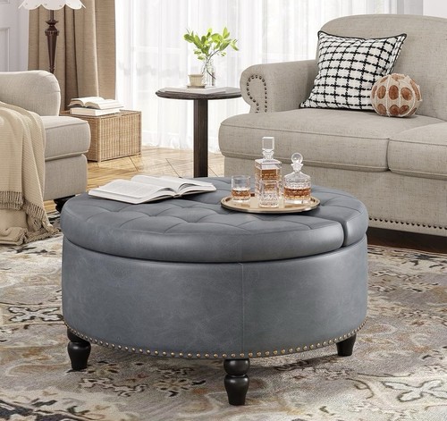 Round storage ottoman - round,