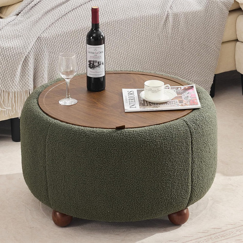 Round storage ottoman - round,
