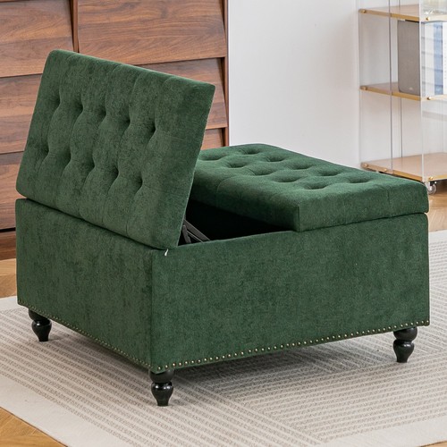 Chenille square ottoman bench - ottoman,