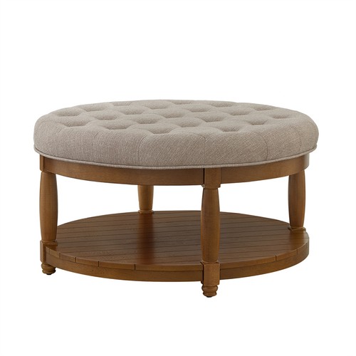 Large round upholstered - upholstered, tufted