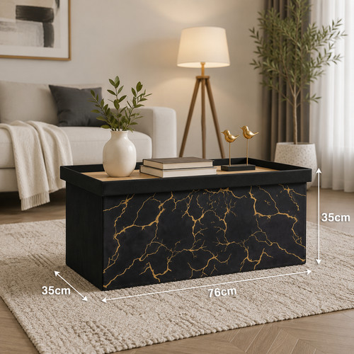 Black ottoman storage - black, box
