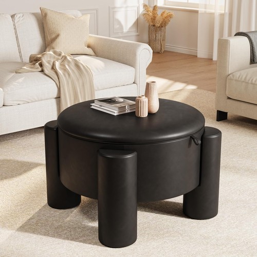 Round ottoman coffee table - ottoman,