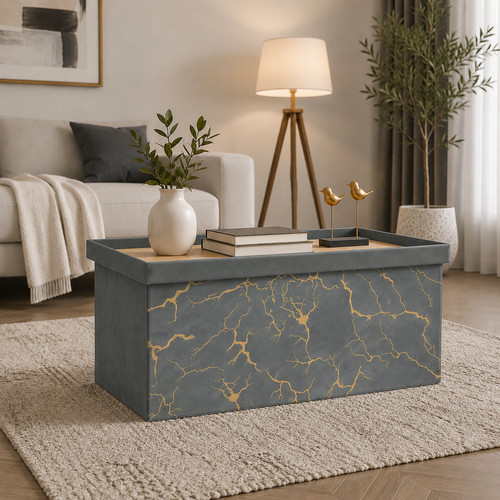 Charcoal ottoman storage box - storage,