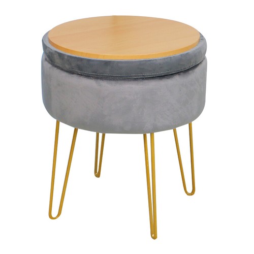 Plush velvet round ottoman - plush,