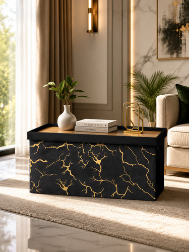 Black ottoman storage - ottoman,