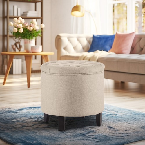 Elegant beige storage ottoman - beige,